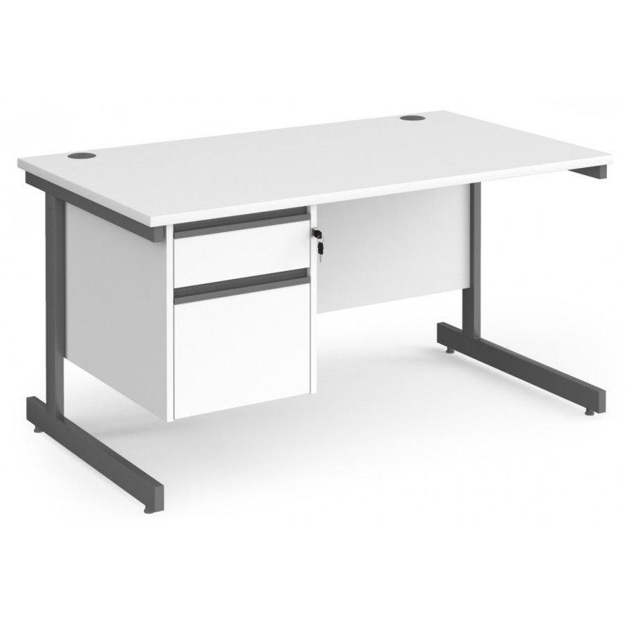 Harlow Straight Office Desk with Fixed Pedestal